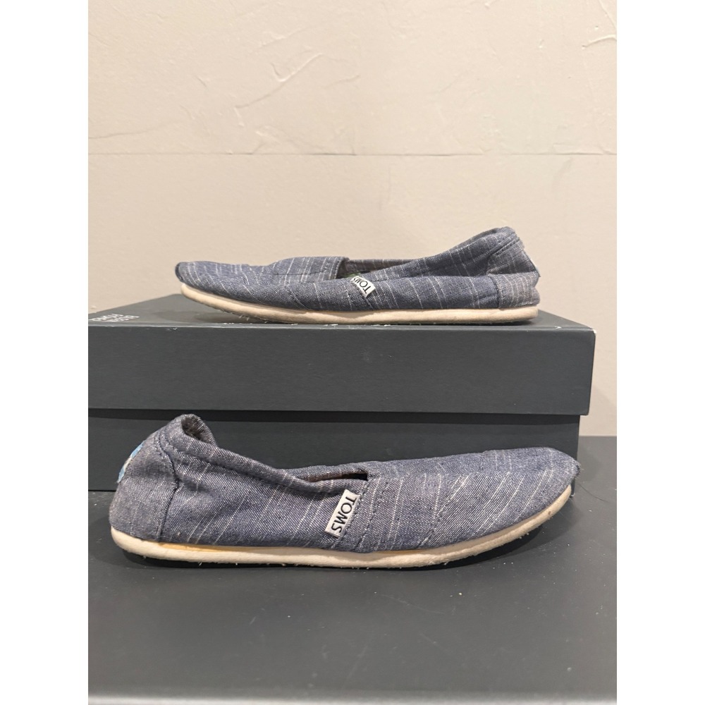 TOMS Women's Casual Loafer Flats Blue‎ Stripe Comfort Shoes Size W6